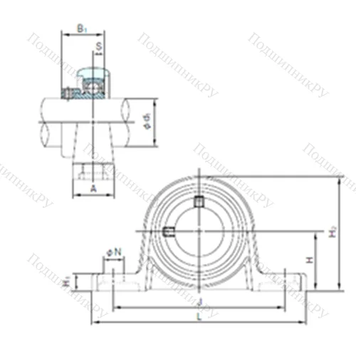Подшипниковый узел шариковый радиальный UP 001