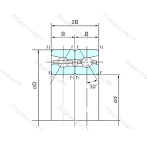 Подшипник шариковый радиально-упорный спаренный 60TAH 10DB