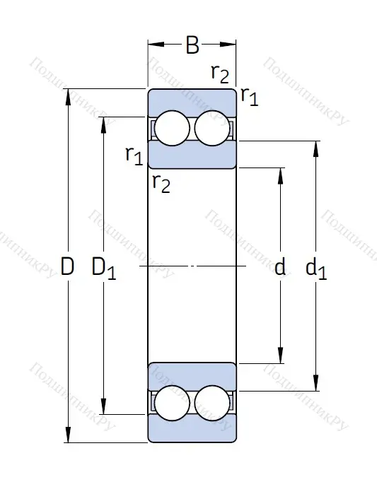 Двухрядный шариковый подшипник 4205 ATN 9