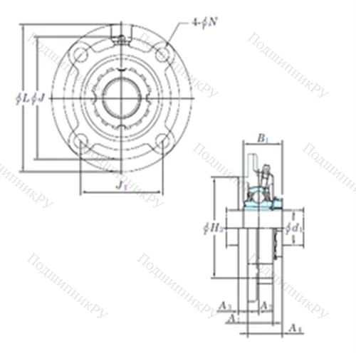 Подшипниковый узел шариковый радиальный UKFC 209 от производителя  KOYO