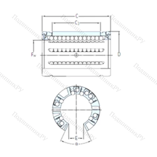 Подшипник шариковый линейный LBCT 50 A