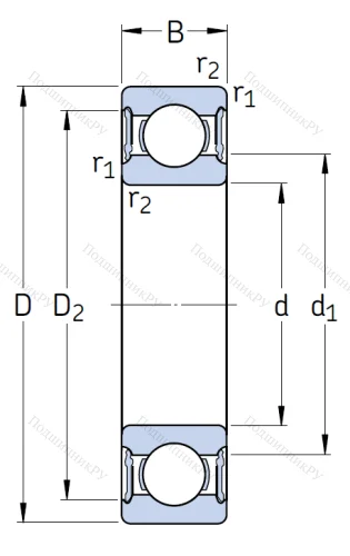 Однорядный шариковый подшипник 62306 2RS 1/C 3 от производителя  SKF