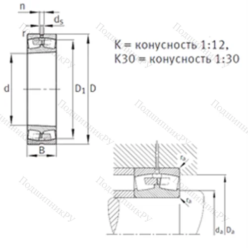 Подшипник роликовый радиальный самоцентрирующийся 231/500-B-K-MB