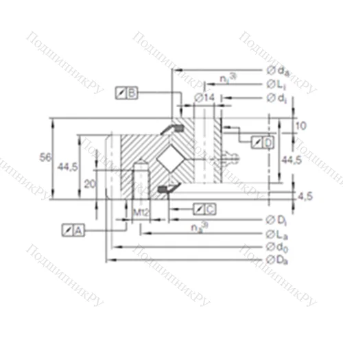 Подшипник роликовый опорно-поворотный XSA 14 1094 N