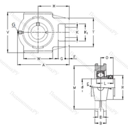 Подшипниковый узел шариковый радиальный PTUEY 45