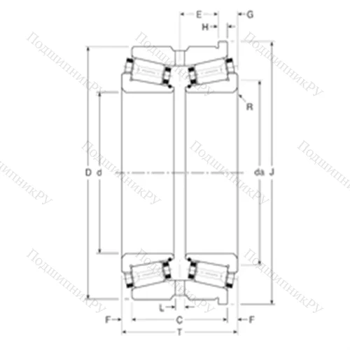 Подшипник роликовый радиально-упорный 110050X/110098XH от производителя  Gamet Подшипник роликовый радиально-упорный 110050X/110098XH от производителя  Gamet