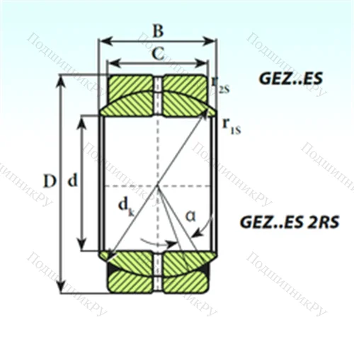 Подшипник скольжения сферический GEZ 107 ES от производителя  ISB