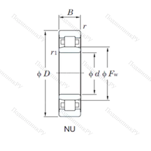 Подшипник роликовый радиальный NU 3312
