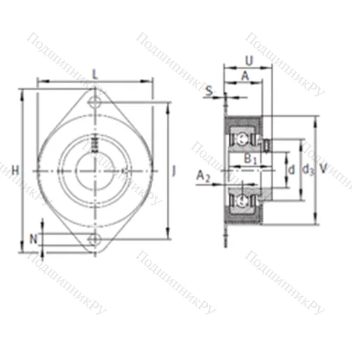 Подшипниковый узел шариковый радиальный RCSMF 30