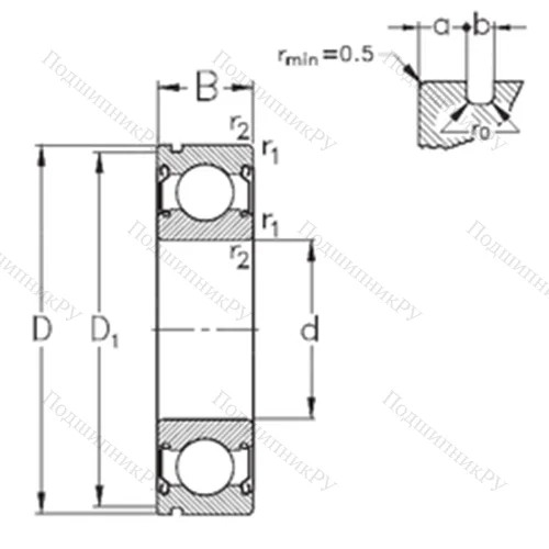 Подшипник шариковый радиальный 6004-2Z-N