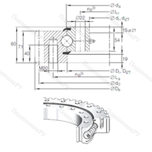 Подшипник шариковый опорно-поворотный VSA 25 0855 N