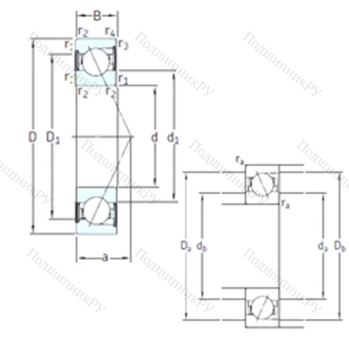 Подшипник шариковый радиально-упорный SS 7208 ACD/HCP 4A
