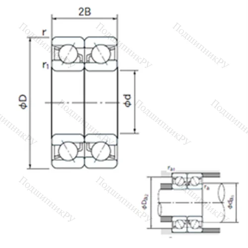 Подшипник шариковый радиально-упорный спаренный 7206BDB
