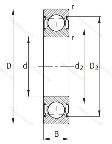 Однорядный шариковый подшипник 16005 A 2Z