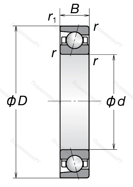 Однорядный шариковый подшипник 7208 BWG