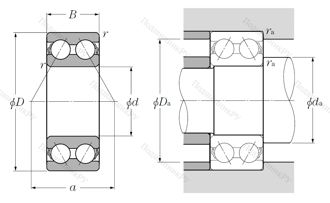 Двухрядный шариковый подшипник 5208 S