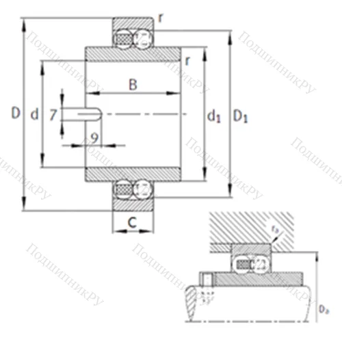 Подшипник шариковый радиальный самоцентрирующийся 11209-TVH