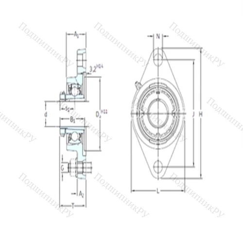 Подшипниковый узел шариковый радиальный FYTJ 40 KF+HE 2308