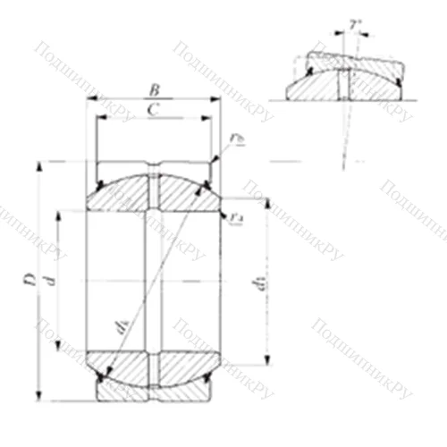 Подшипник скольжения сферический SBB 14-2RS от производителя  IKO