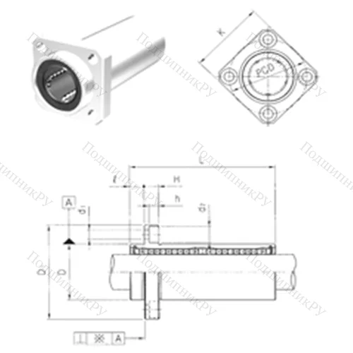 Подшипник шариковый линейный LMKP 10LUU