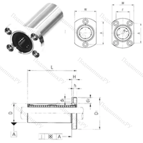 Подшипник шариковый линейный LMH 16LUU