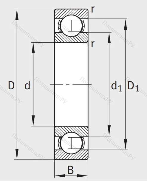 Однорядный шариковый подшипник 6215 C 3