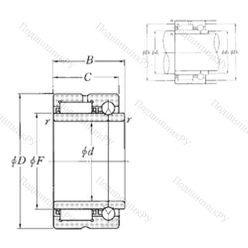 Подшипник комбинированный NKIB 5908R от производителя  NTN