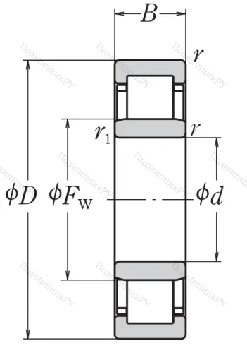 Роликовый цилиндрический подшипник NJ 307 EW C 3 от производителя  NSK Роликовый цилиндрический подшипник NJ 307 EW C 3 от производителя  NSK