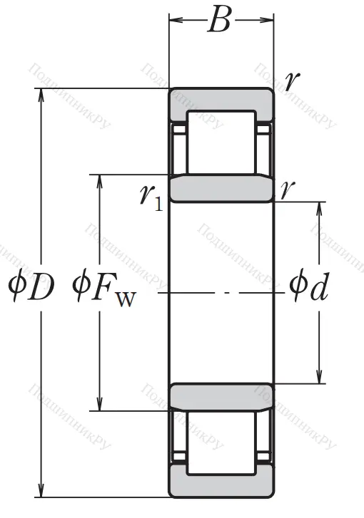 Роликовый цилиндрический подшипник NJ 210 EW C 3