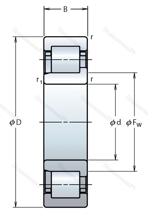 Роликовый цилиндрический подшипник NJ 202 W