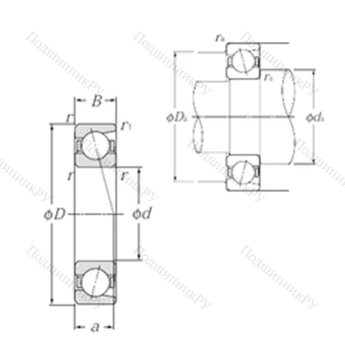 Подшипник шариковый радиально-упорный 7314B от производителя  NTN
