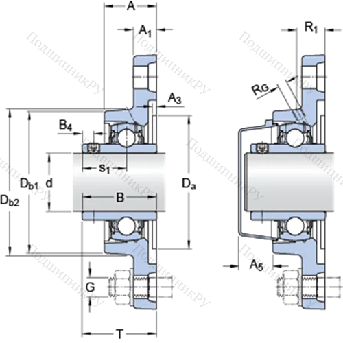 Фланцевые подшипниковые узлы типа Y (корпус типа Y-TECH, овальный фланец, крепление стопорными винтами) FYTB 25 TF
