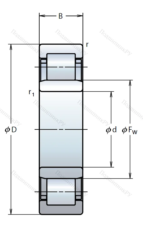 Роликовый цилиндрический подшипник NU 2217 W