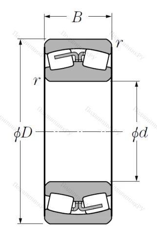 Сферический роликовый подшипник 22316 B (EA) D 1 от производителя  NTN Сферический роликовый подшипник 22316 B (EA) D 1 от производителя  NTN