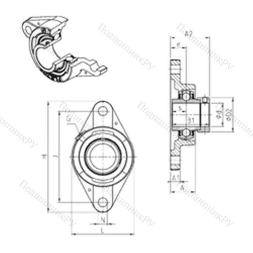 Подшипниковый узел шариковый радиальный EXFLE 208