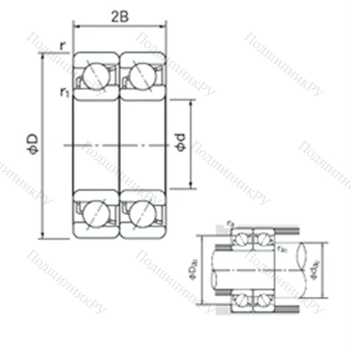Подшипник шариковый радиально-упорный спаренный 7021DT
