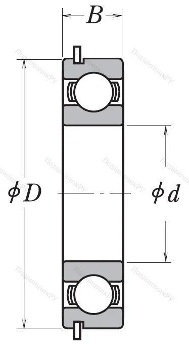 Однорядный шариковый подшипник 6200 ZZ NR