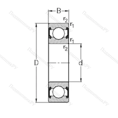 Подшипник шариковый радиальный 6005-2RS 2