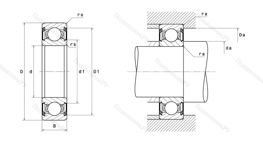 Однорядный шариковый подшипник 6208 ZZ