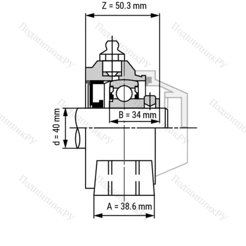 Подшипниковый узел WP-SSBP 208 - Вал: 40 мм от производителя  LPZ