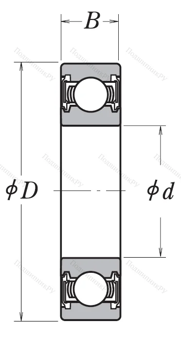 Однорядный шариковый подшипник 6808 VV