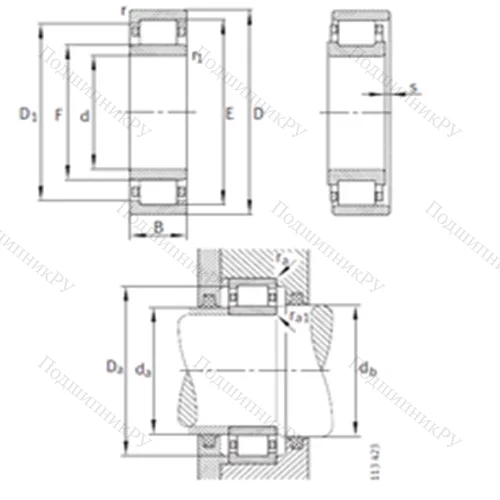 Подшипник роликовый радиальный NU 2352-EX-M 1