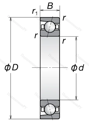 Радиально-упорный шариковый подшипник 7011 ACM (46111 Л ГОСТ) в Кемерове