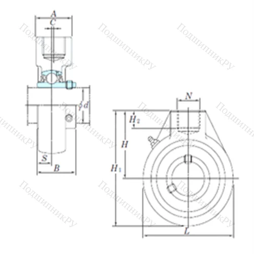 Подшипниковый узел шариковый радиальный UCHA 210-30 от производителя  KOYO