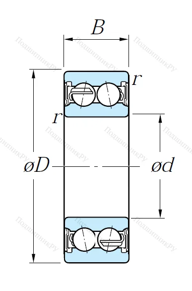 Двухрядный шариковый подшипник 5206 2RS