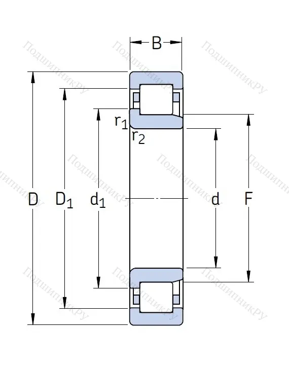 Роликовый цилиндрический подшипник NJ 214 ECP