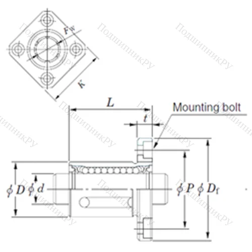 Подшипник шариковый линейный SDMK 16MG от производителя  KOYO