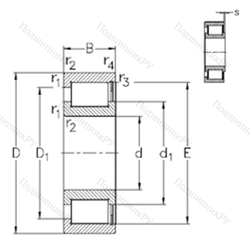 Подшипник роликовый радиальный NCF 29/950-V от производителя  NKE Подшипник роликовый радиальный NCF 29/950-V от производителя  NKE