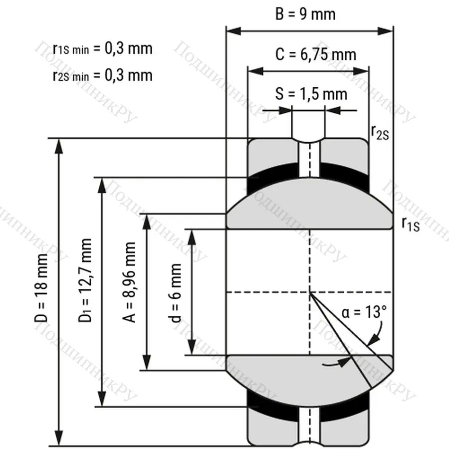 Подшипник скольжения GXSW 6  - необслуживаемый