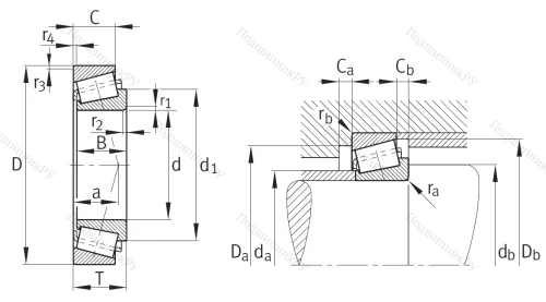 Конический роликовый подшипник 32022 X от производителя  FAG Конический роликовый подшипник 32022 X от производителя  FAG